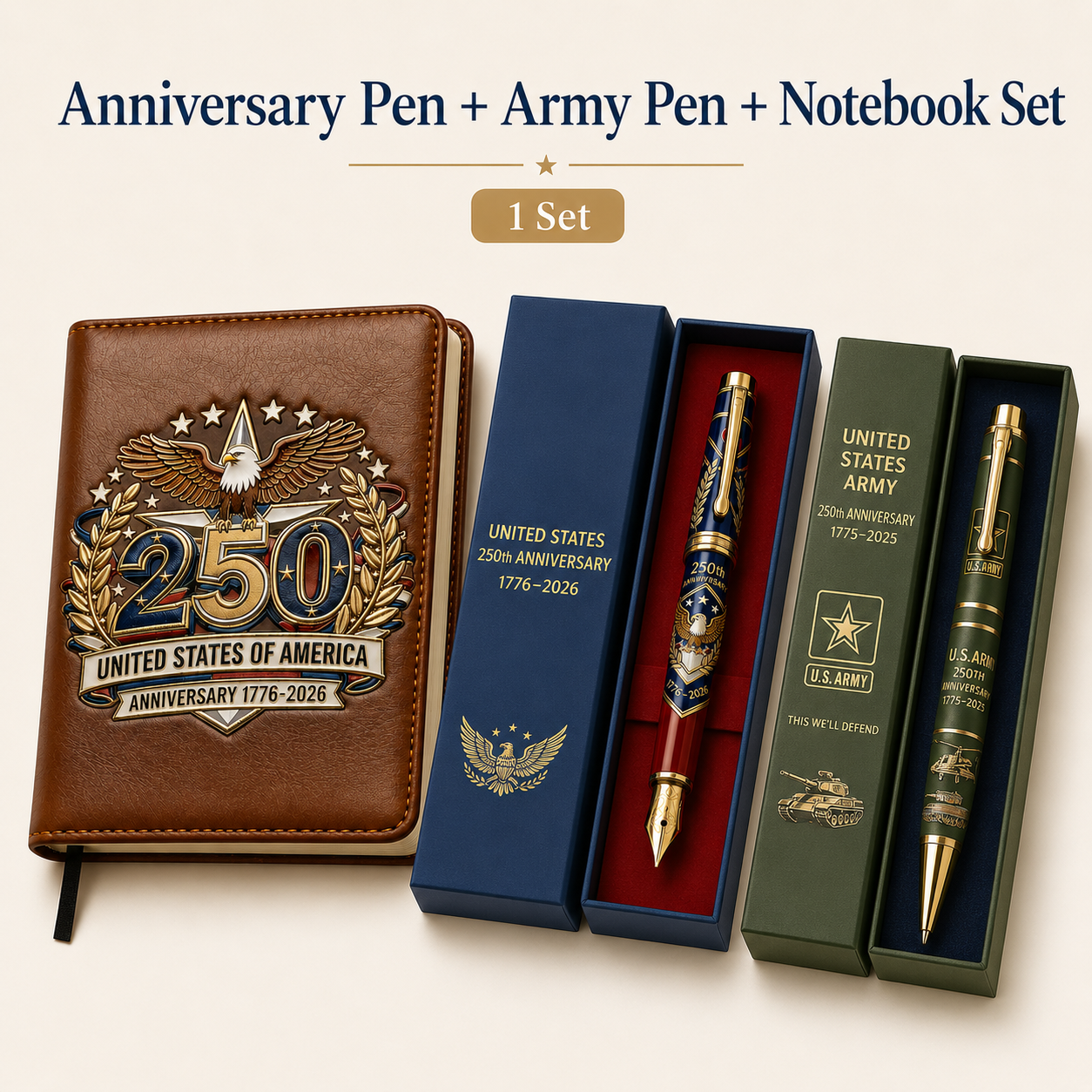 USA 250th Anniversary Notebook & Pen Set A Meaningful Patriotic Gift for Dad🎁-LUN