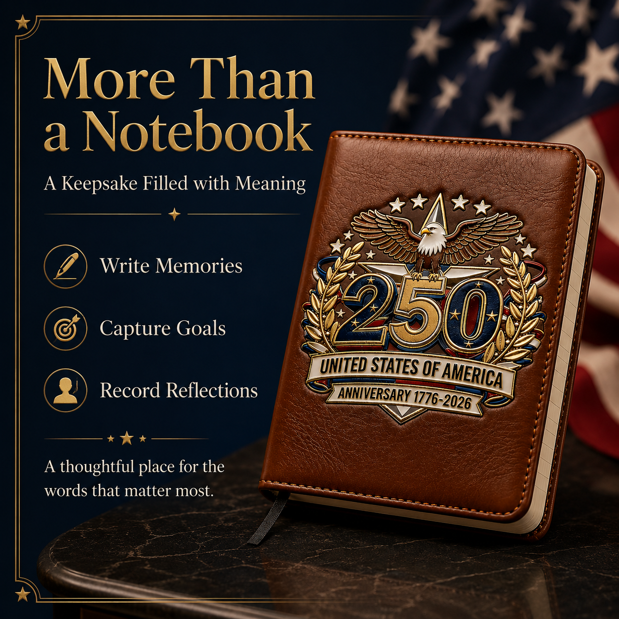 USA 250th Anniversary Notebook &amp; Pen Set A Meaningful Patriotic Gift for Dad🎁-LUN